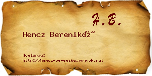Hencz Bereniké névjegykártya